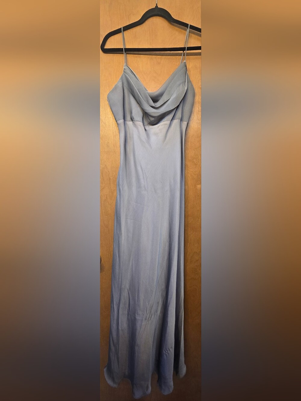 Faviana Silver-Gray Cowl Neck Prom Dress - Picture 2 of 5